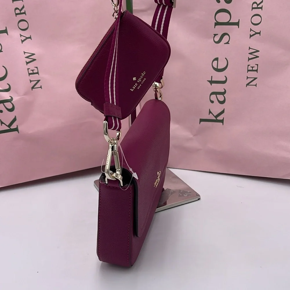 KATE SPADE Rosie Pebble Leather Small Flap Crossbody 
Dark Raspberry 
NWT - Picture 16 of 16